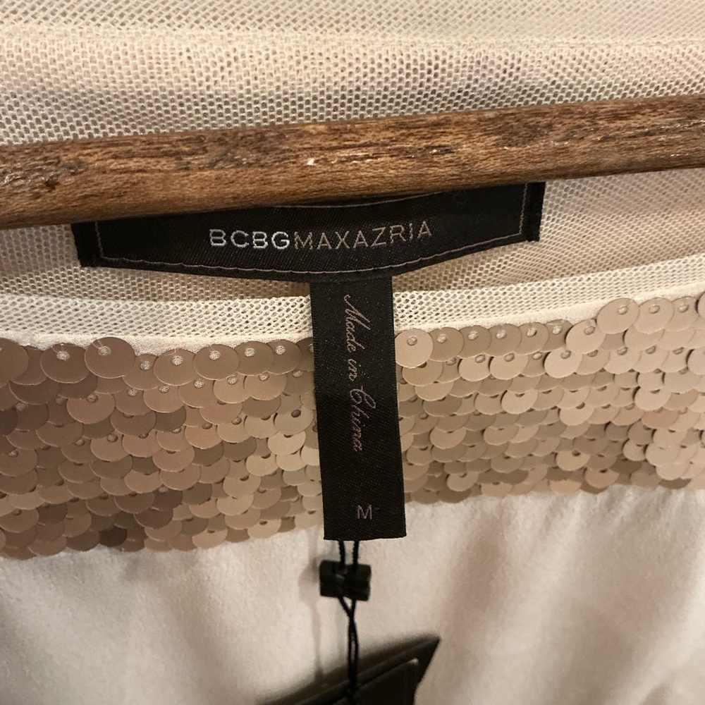 BCBG MaxAzria elegant New with Tags! Cream Long Sleeve sequin Dress - Picture 9 of 13